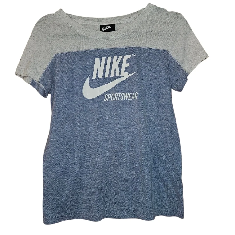 Nike Sportswear Colorblock Tee, Size Small, Blue White, EUC - Picture 1 of 5